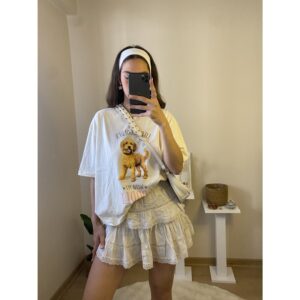 Dantel Detaylı Kat Kat Mini Etek – Ekru